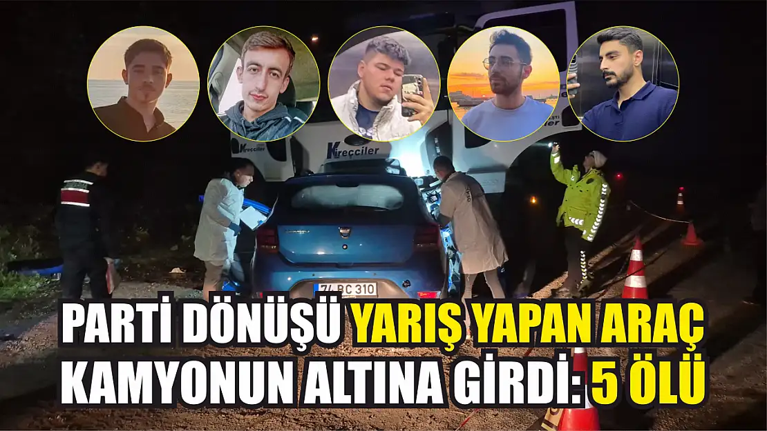 Parti dönüşü yarış yapan araç kamyonun altına girdi: 5 ölü