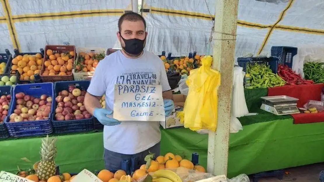 Pazarcıdan dikkat çeken çağrı 'Parasız gel, maskesiz gelme'