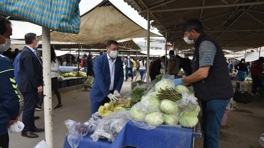 Pazarlarda korona virüs tedbirleri en üst seviyeye çıkarıldı