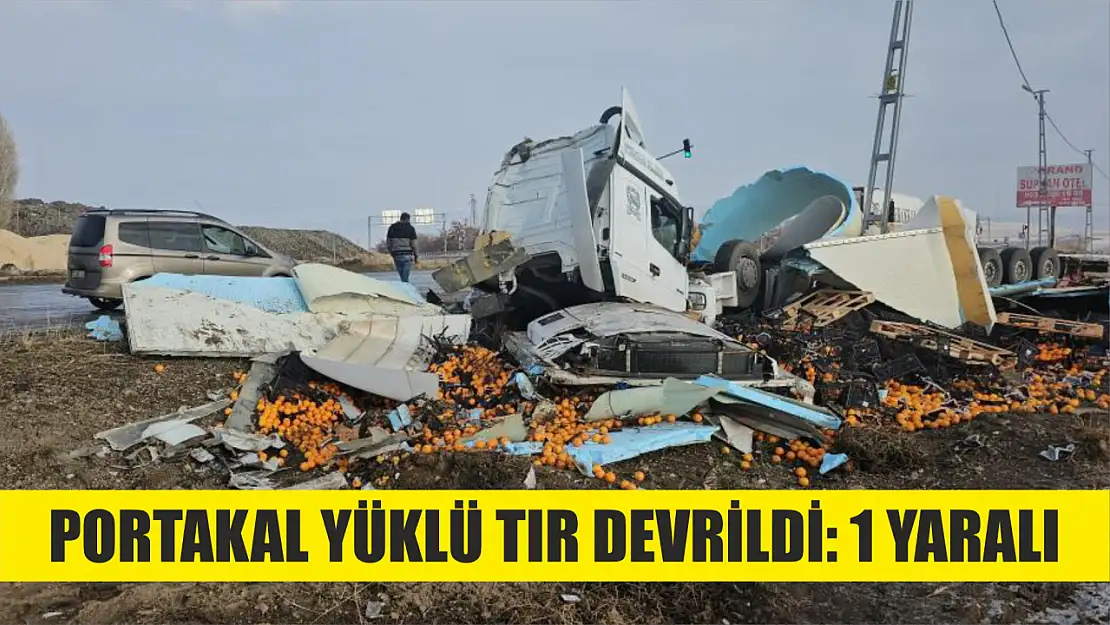 Portakal yüklü tır devrildi: 1 yaralı