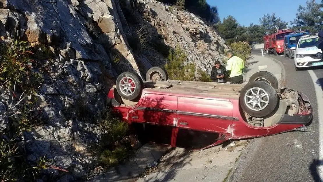 Sakar rampasındaki kazada araç ters döndü