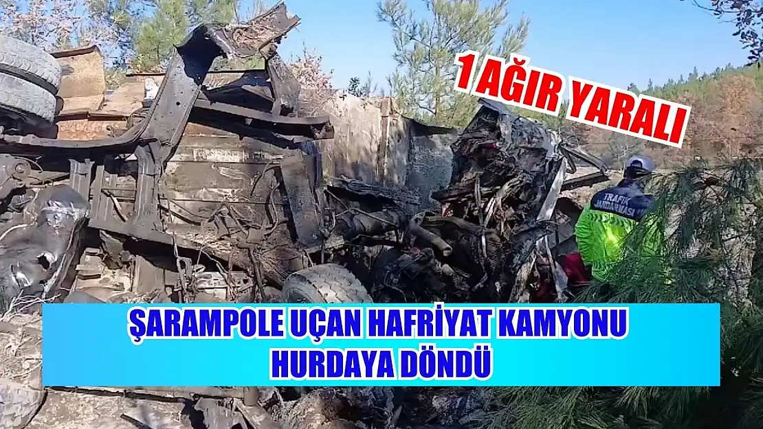 Şarampole uçan hafriyat kamyonu hurdaya döndü: 1 ağır yaralı