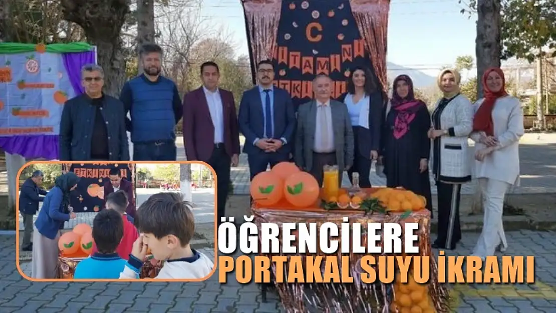 Seydikemer'de öğrencilere portakal suyu ikramı