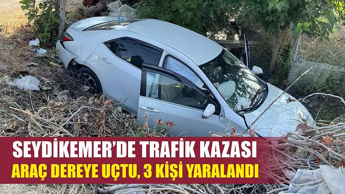 Seydikemer'de Trafik Kazası: Araç Dereye Uçtu, 3 Kişi Yaralandı