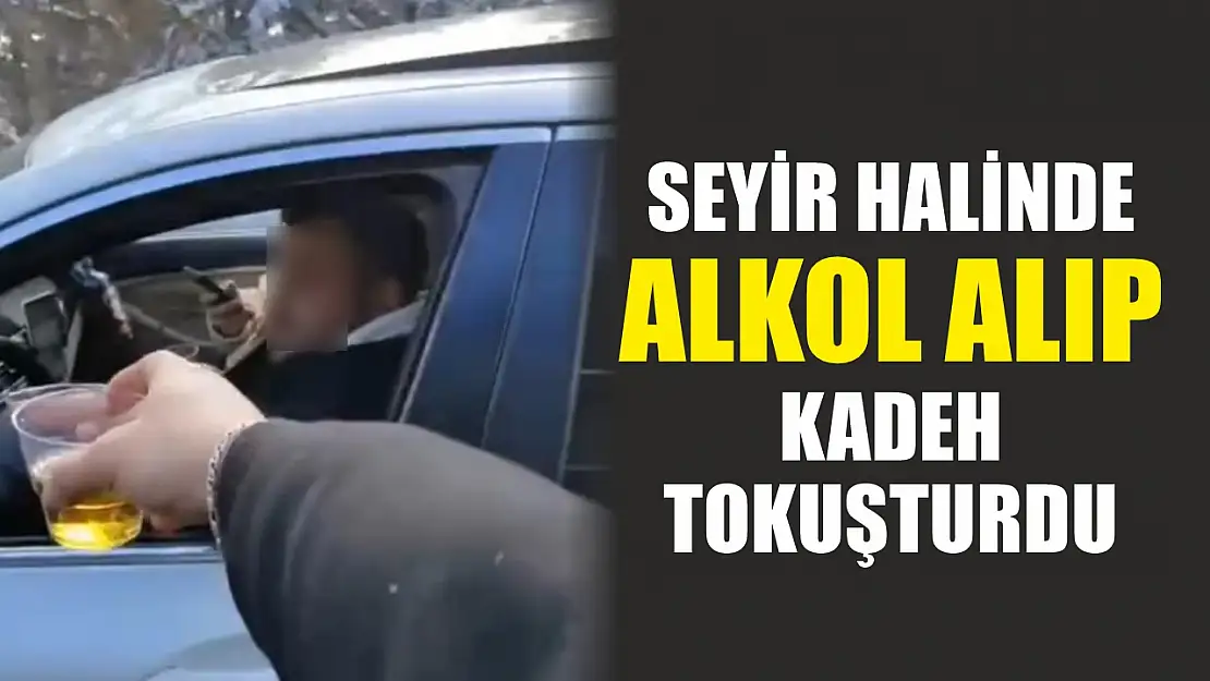 Seyir halinde alkol alıp kadeh tokuşturdu