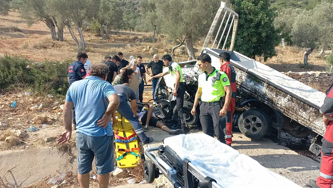 Su kanalına giren kamyonet hurdaya döndü