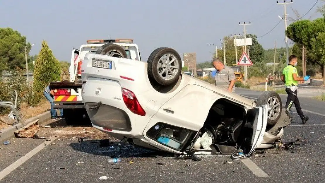 Takla atan araçtan burnu bile kanamadan kurtuldu