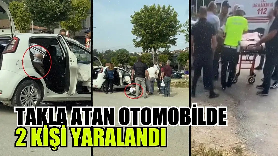 Takla atan otomobilde 2 kişi yaralandı