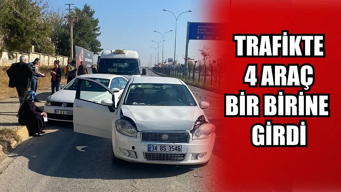 Trafikte 4 araç bir birine girdi