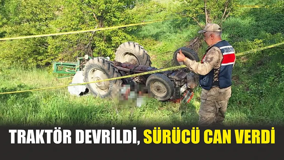 Traktör devrildi, sürücü can verdi