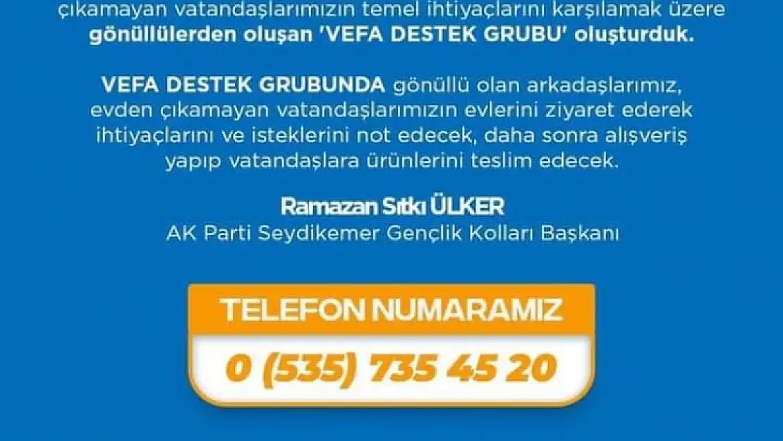 'Vefa Destek Grubu' vatandaşın hizmetinde