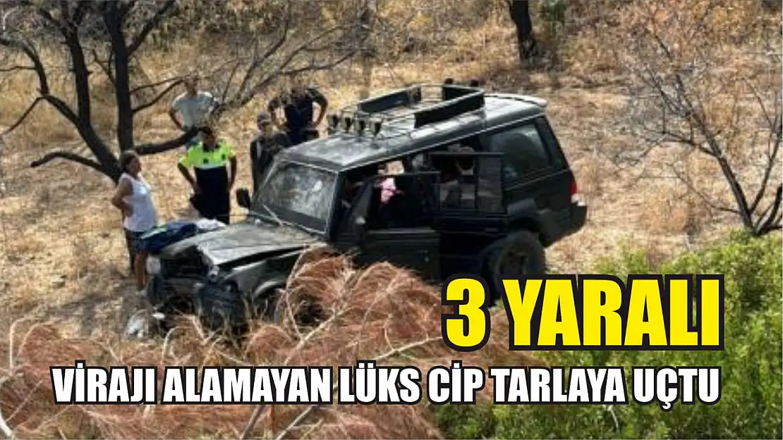 Virajı alamayan lüks cip tarlaya uçtu: 3 yaralı