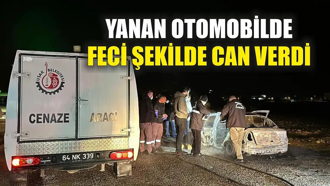 Yanan otomobilde feci şekilde can verdi