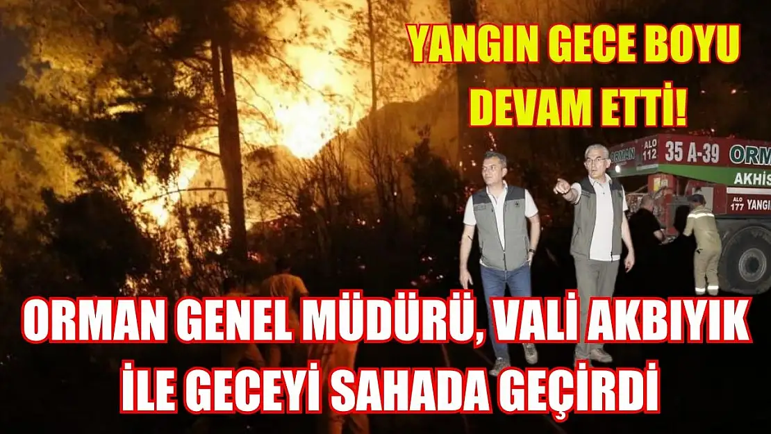 Yangın gece boyu devam etti, Orman Genel Müdürü, Vali Akbıyık ile geceyi sahada geçirdi