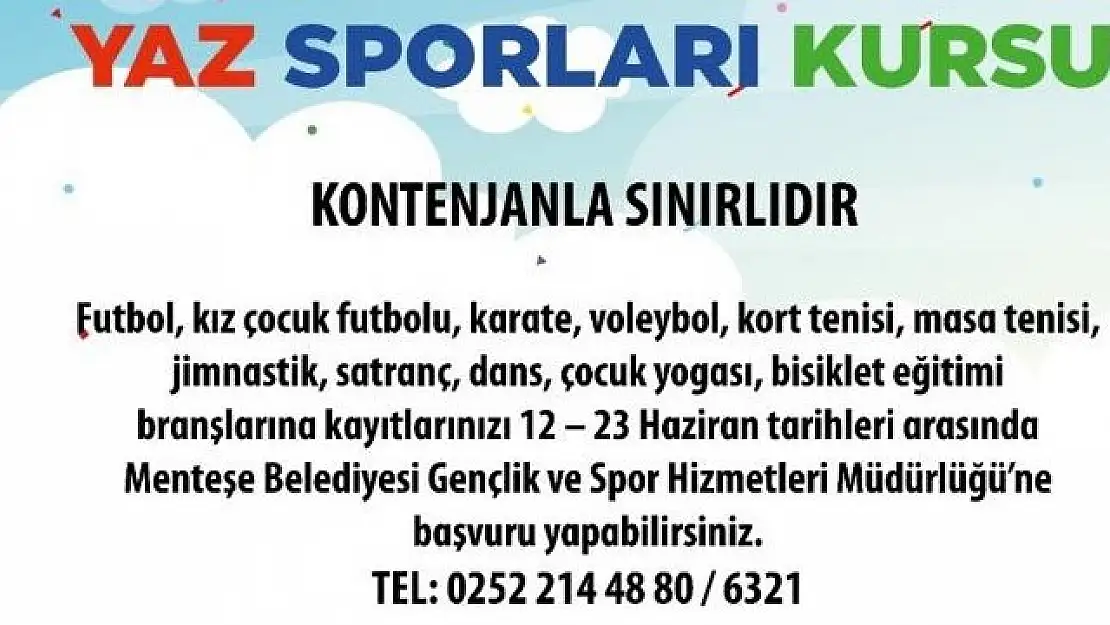 Yaz sporları kursuna kayıtlar başladı