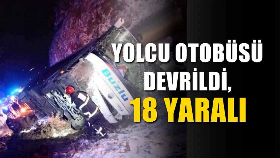 Yolcu otobüsü devrildi, 18 yaralı