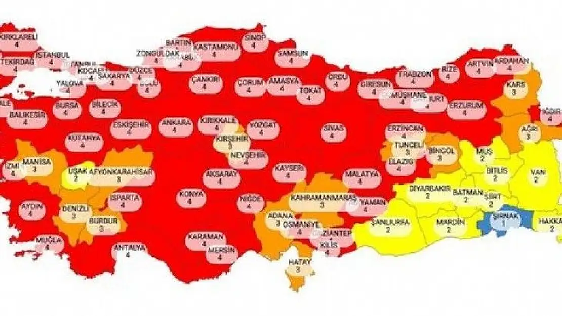 Yüksek riskli iller sayısı 58'e ulaştı