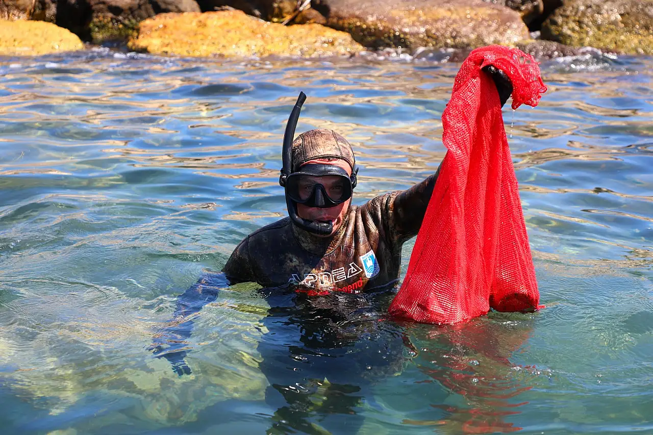 Bodrum'da dalgıçlar denizden 241 kilogram atık çıkardı