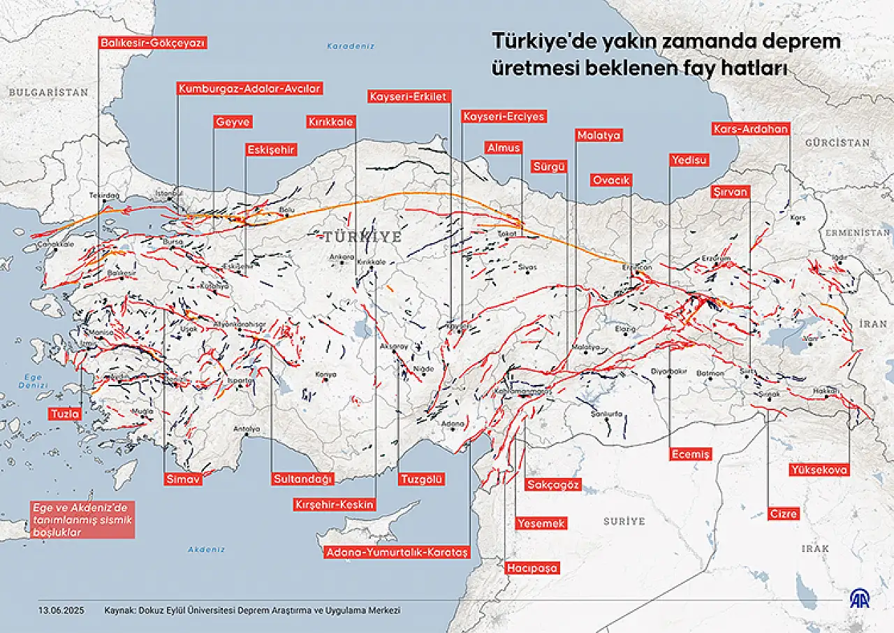 Türkiye'de 'deprem üretme zamanı gelmiş' 30 fay belirlendi