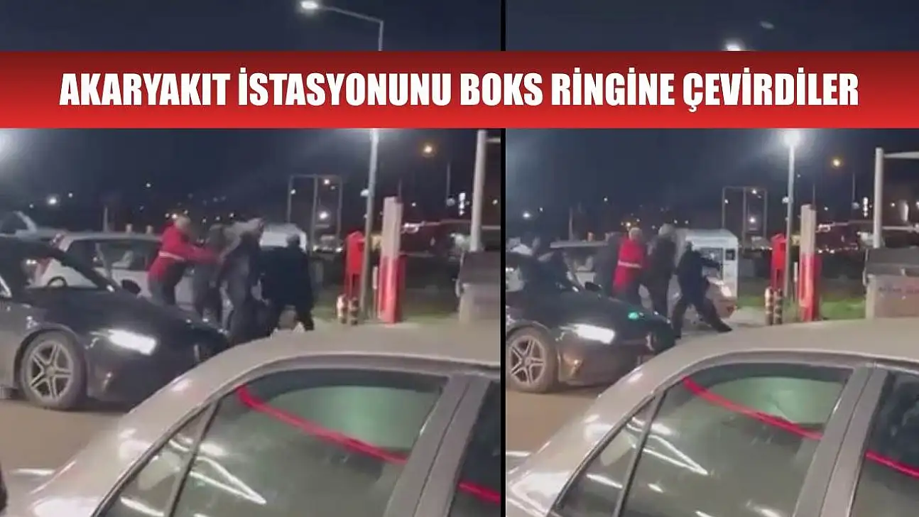 Akaryakıt istasyonunu boks ringine çevirdiler