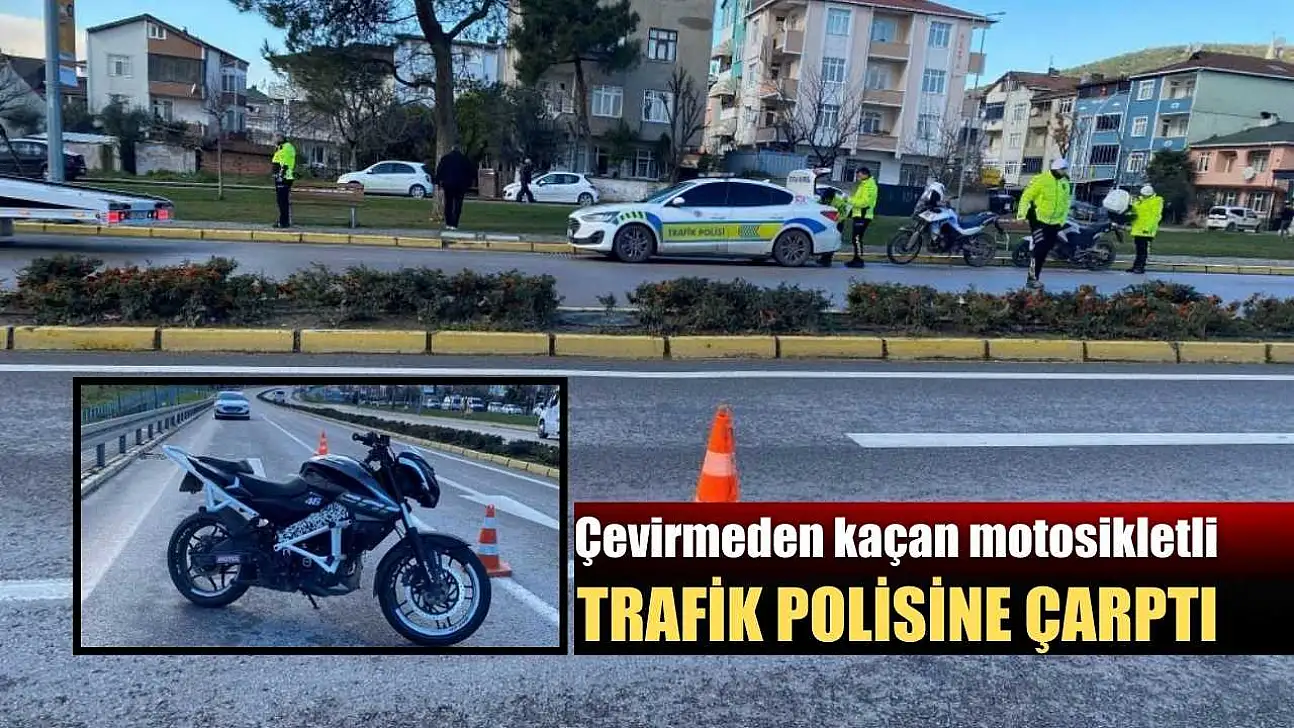Çevirmeden kaçan motosikletli trafik polisine çarptı