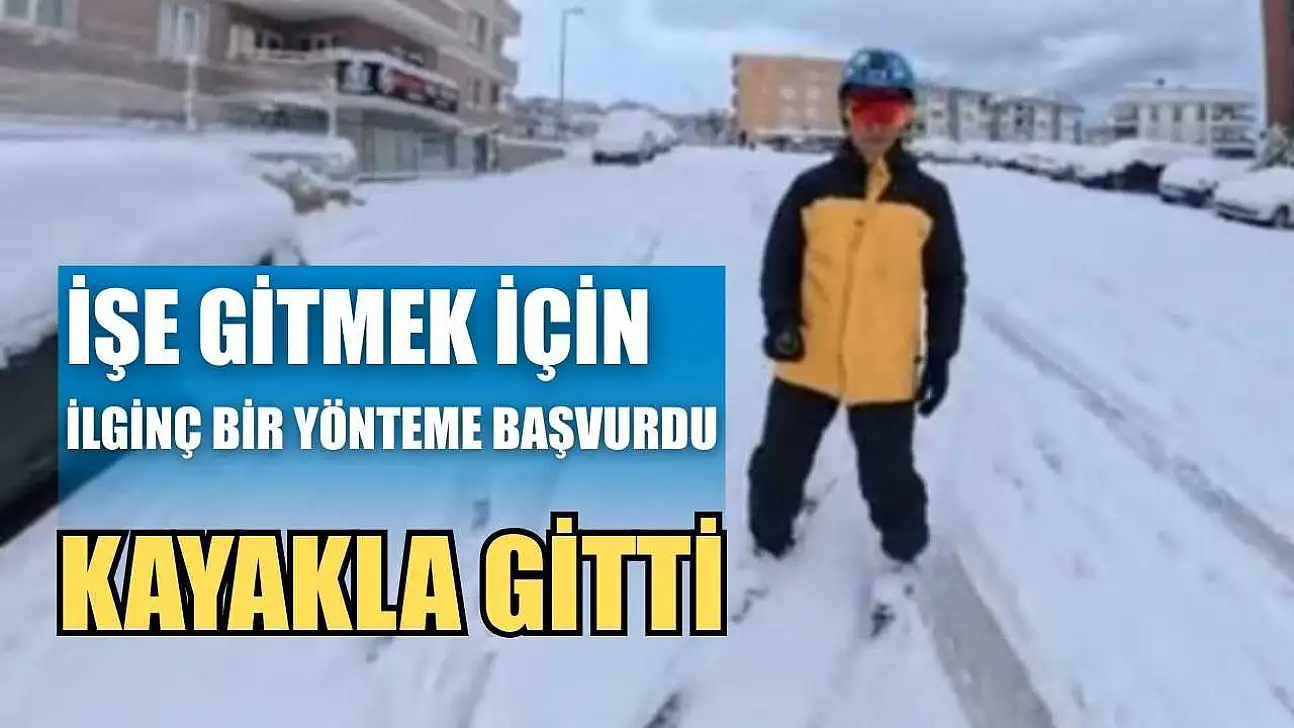 İşe gitmek için ilginç bir yönteme başvurdu: kayakla gitti