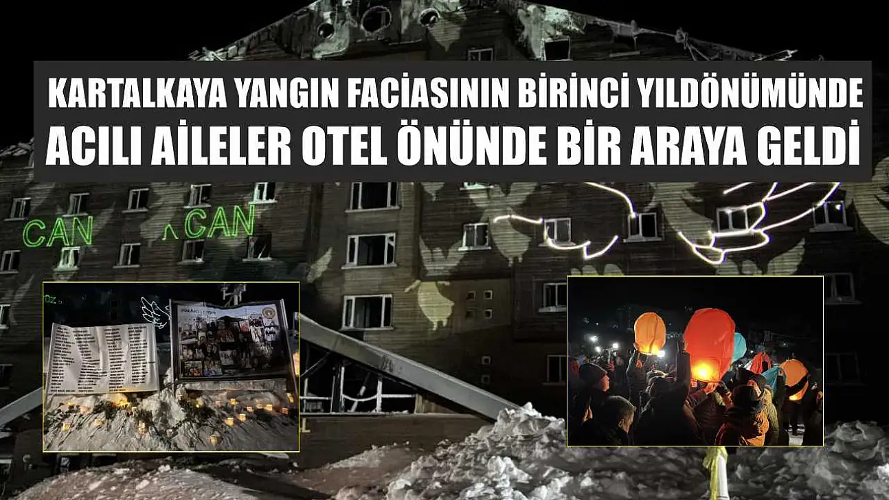 Kartalkaya yangın faciasının birinci yıldönümünde acılı aileler otel önünde bir araya geldi