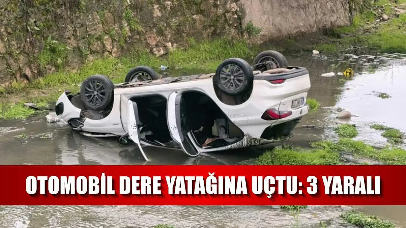 Otomobil dere yatağına uçtu: 3 yaralı