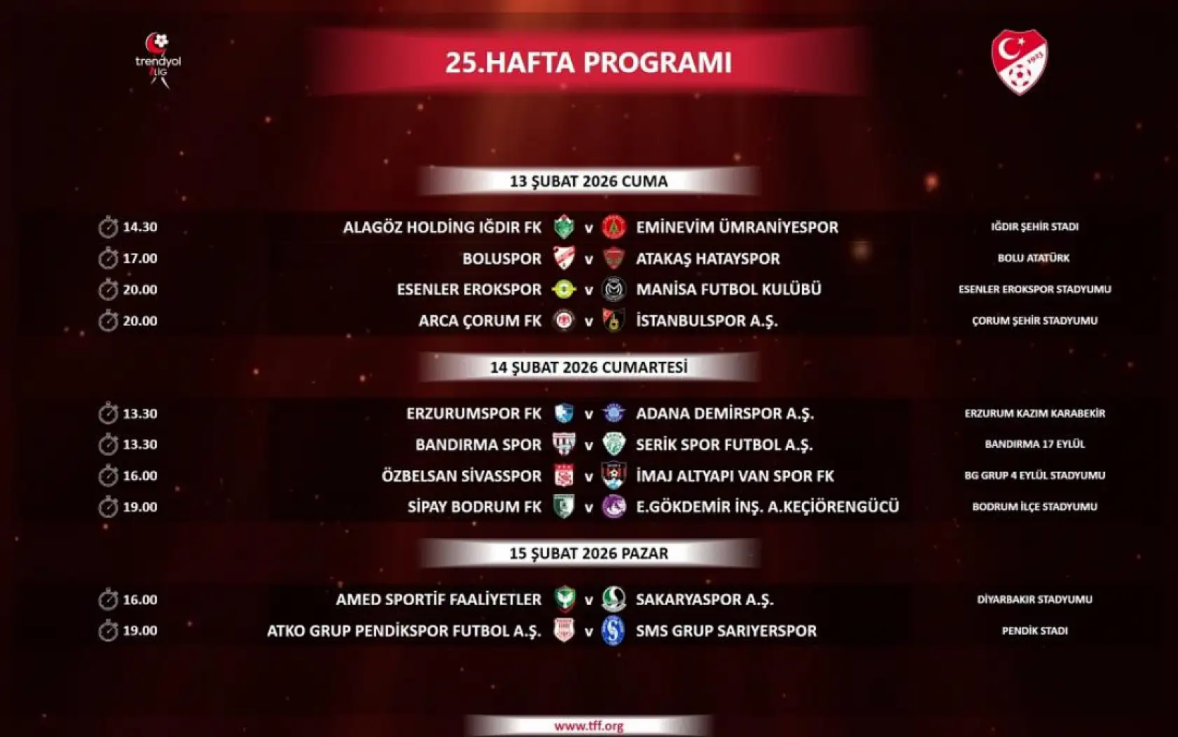 Trendyol 1. Lig'de 23-27. hafta programı açıklandı