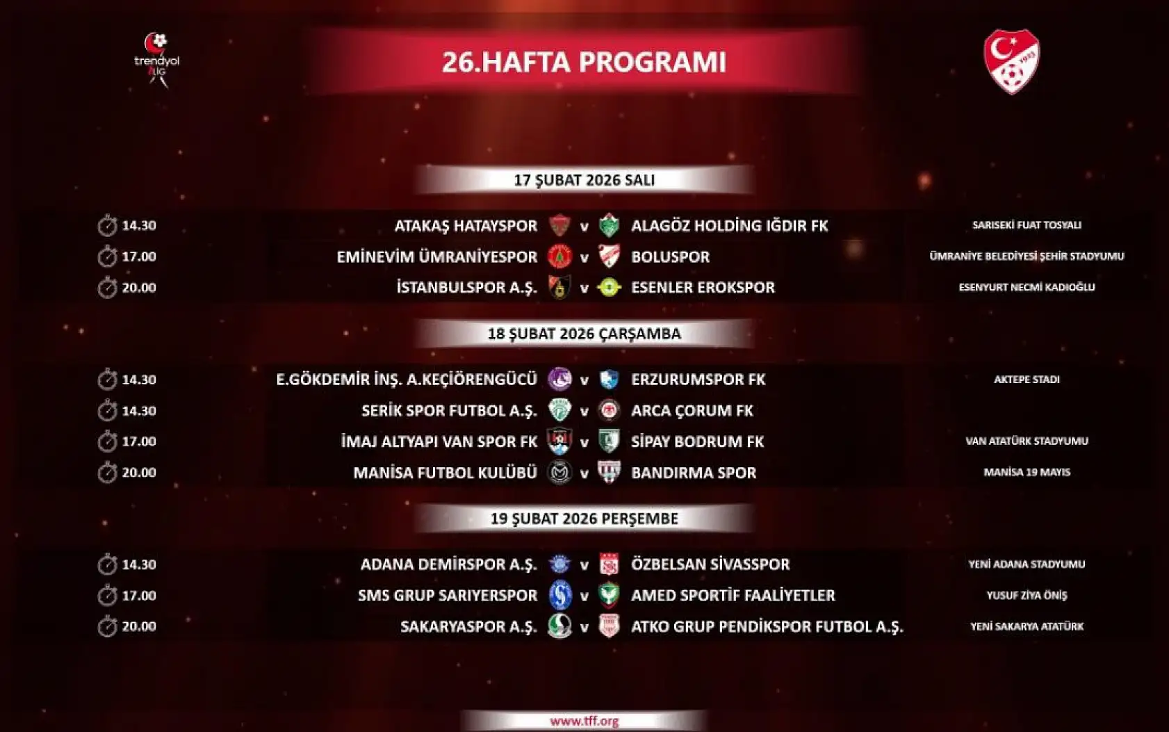 Trendyol 1. Lig'de 23-27. hafta programı açıklandı