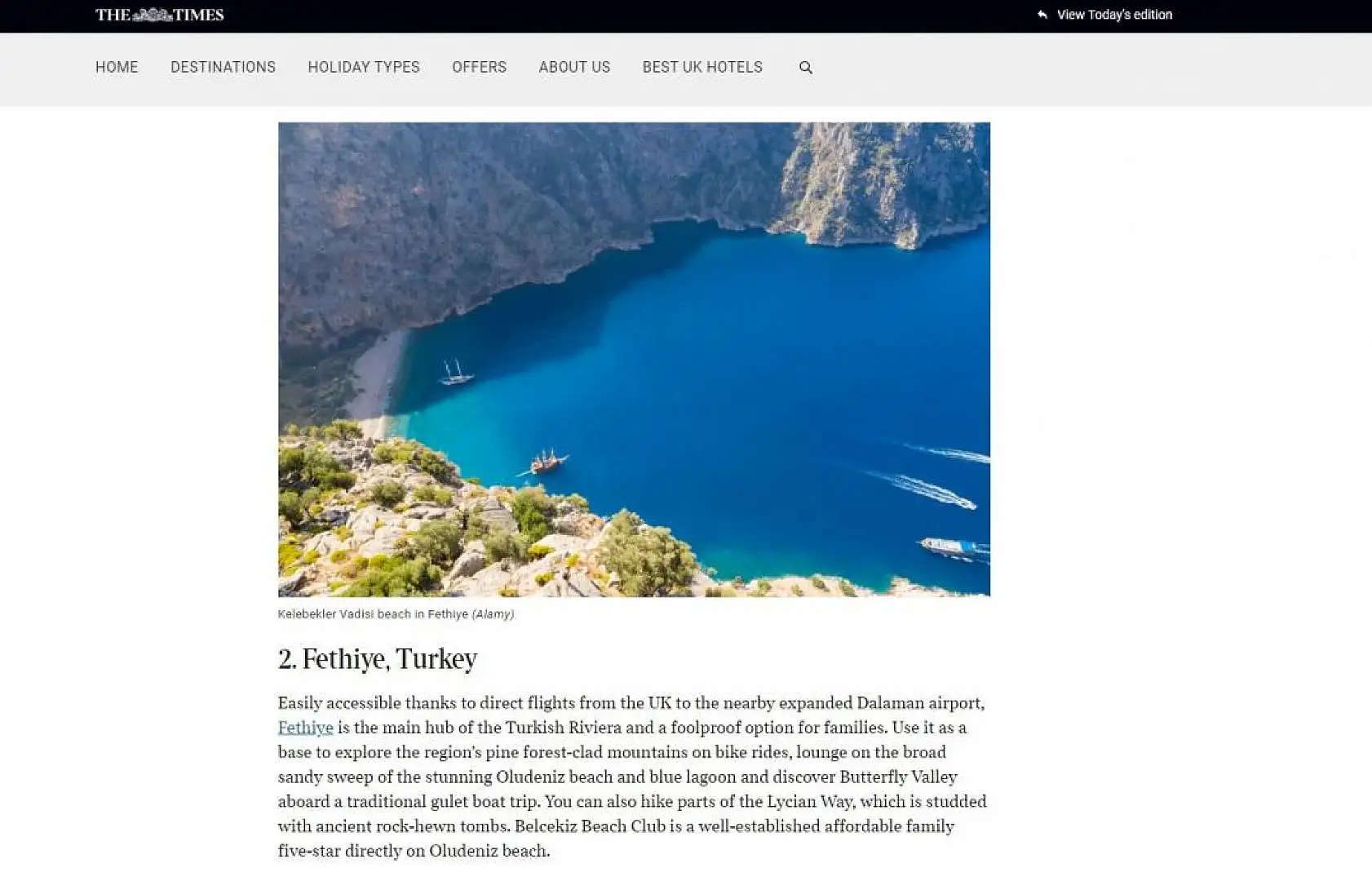 Türkiye'den sadece Fethiye'yi listeye aldılar