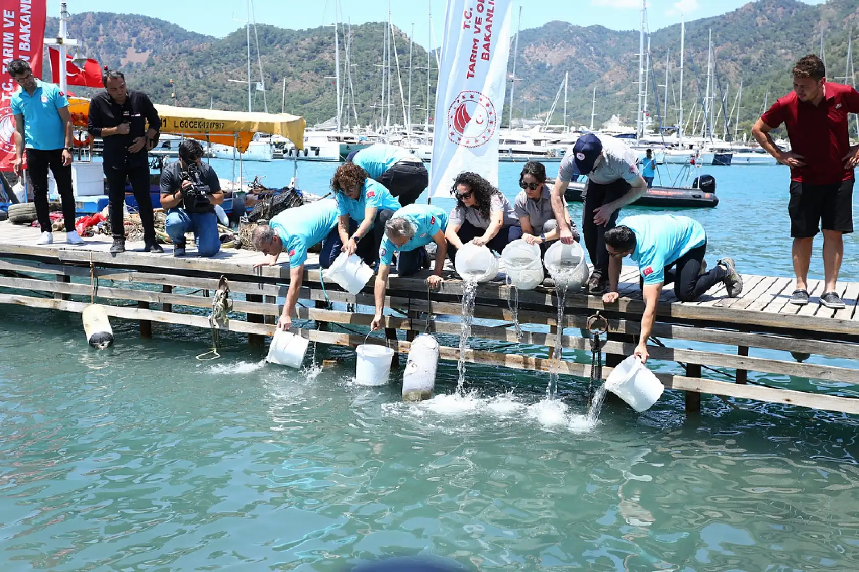 Fethiye'de deniz dibi temizliği yapıldı ve denize 20 bin balık yavrusu bırakıldı