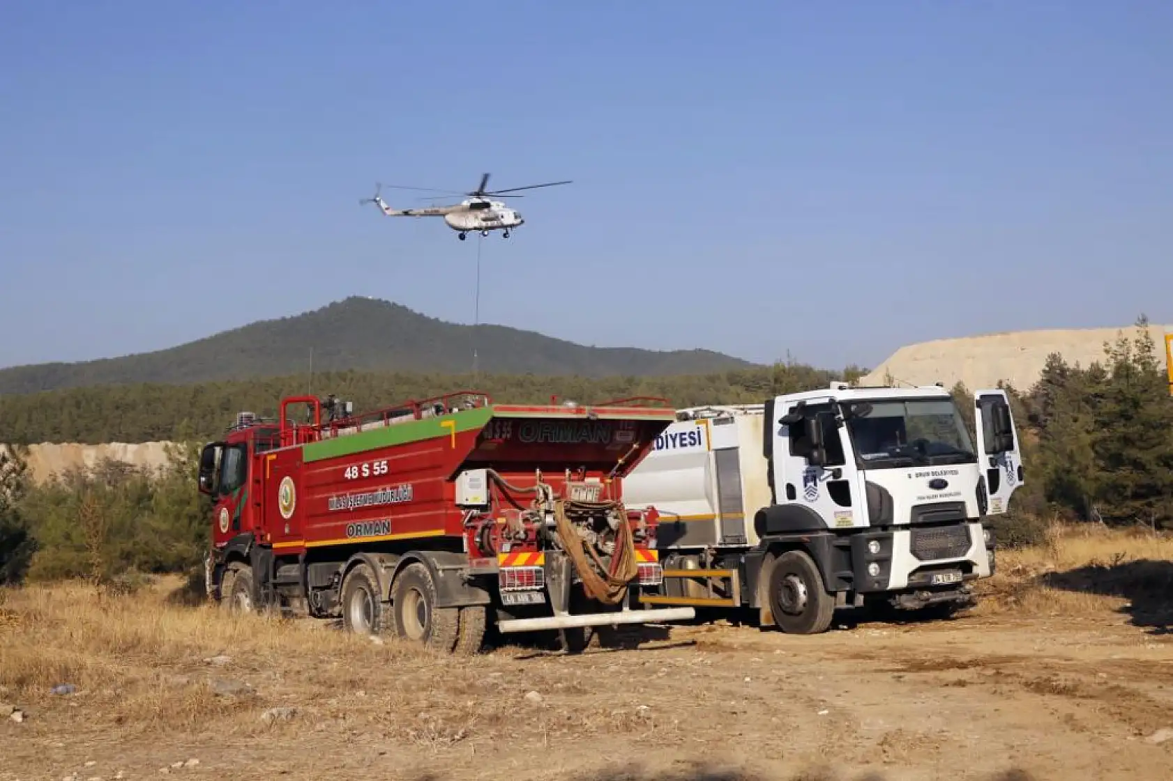 Milas'ta Yangın Tehlikesine Karşı Önlem Alınıyor Havadan ve Karadan Soğutma Çalışmaları