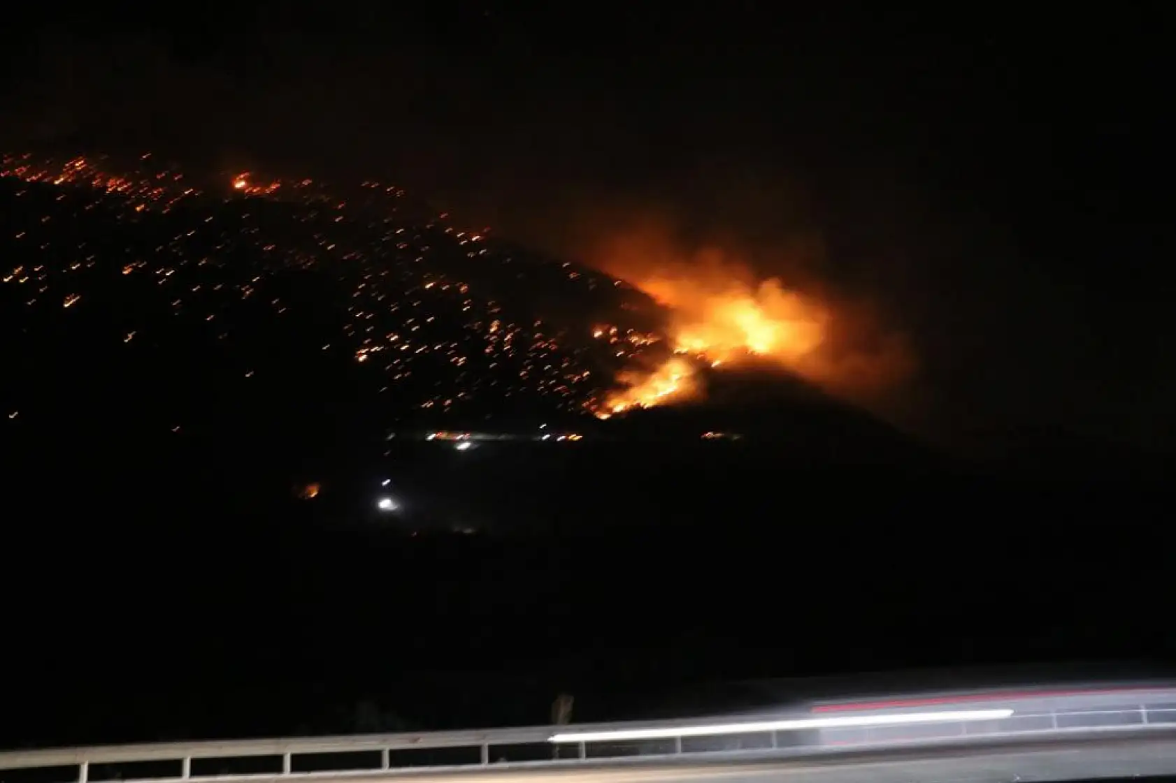 Denizli'de orman yangınına gece karadan müdahale sürüyor
