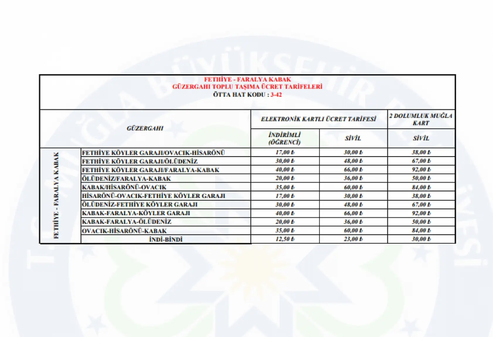 Fethiye'de dolmuş ücretlerine zam geldi! Öğrenci, tam ücreti kaç lira oldu? Fethiye, Ölüdeniz, Göcek..