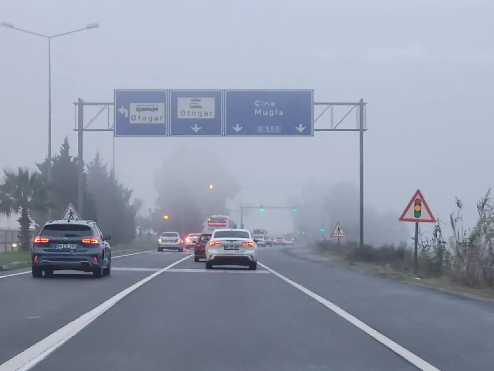 Aydın-Muğla Karayolu'nda sis çöktü, sürücüler zorlandı