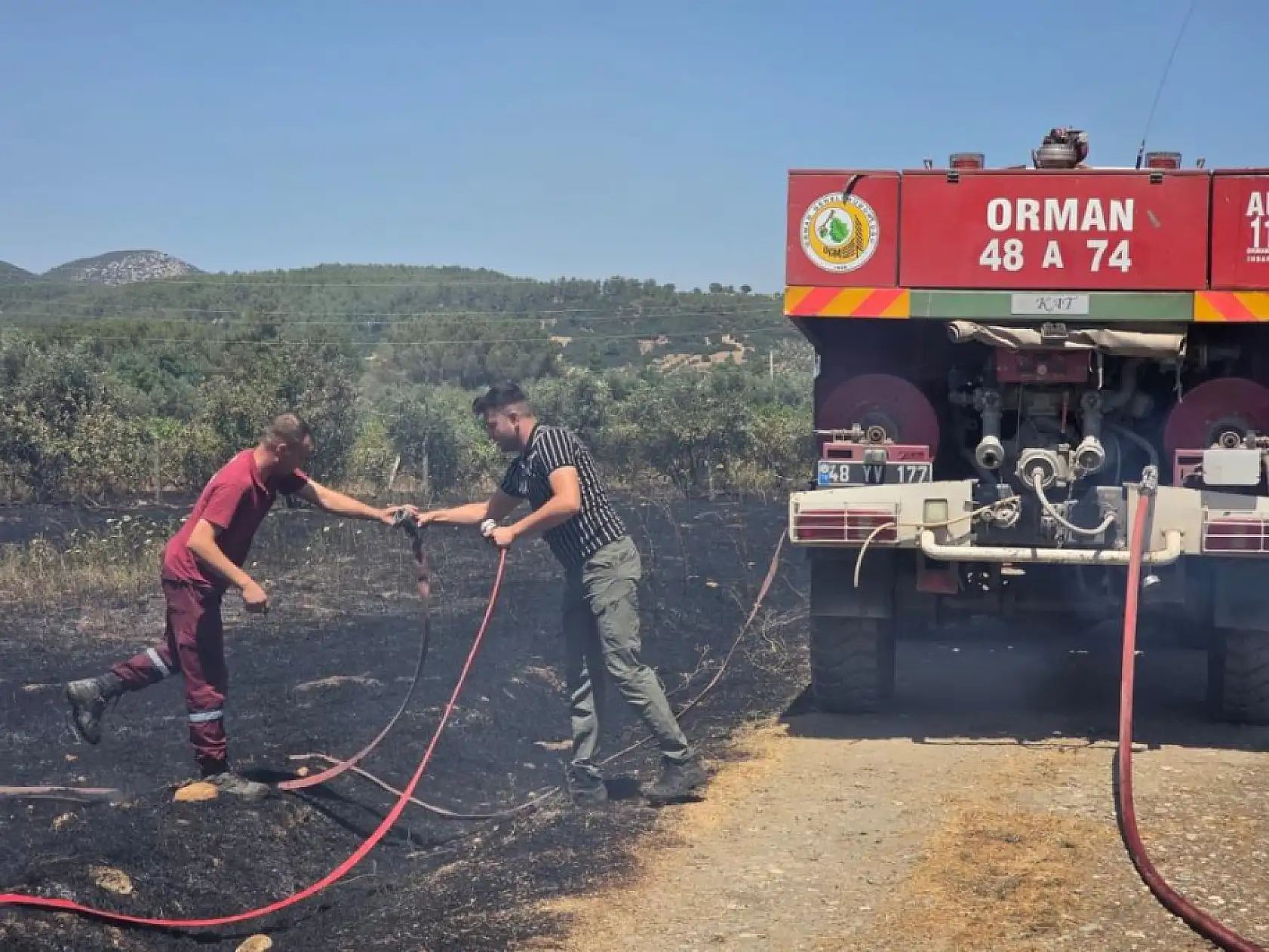 Yatağan Bozarmut Ovası'nda Çıkan Yangın Kısa Sürede Söndürüldü