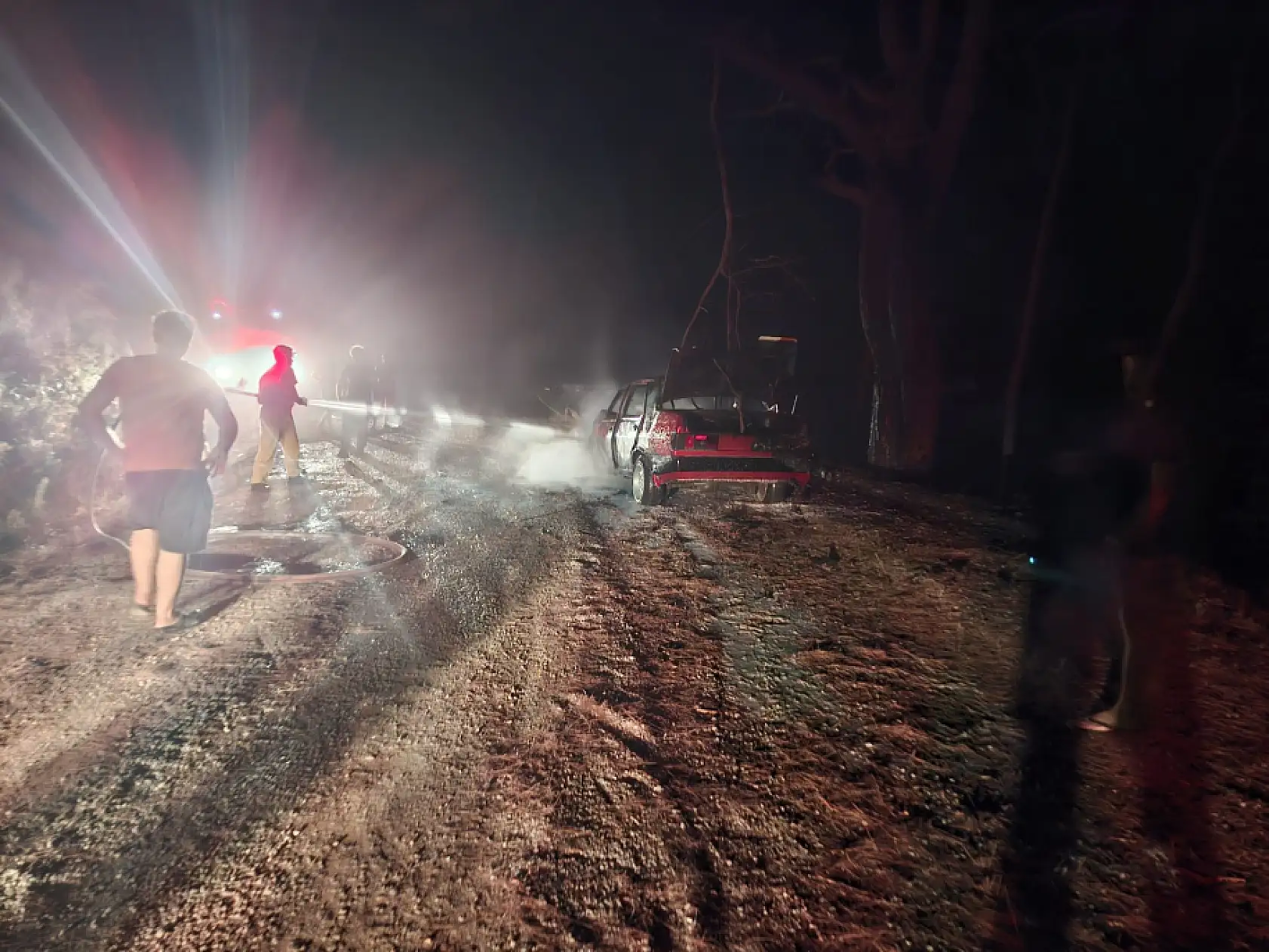 Seyir halinde alev topuna döndü, yangın ormana sıçramadan söndürüldü
