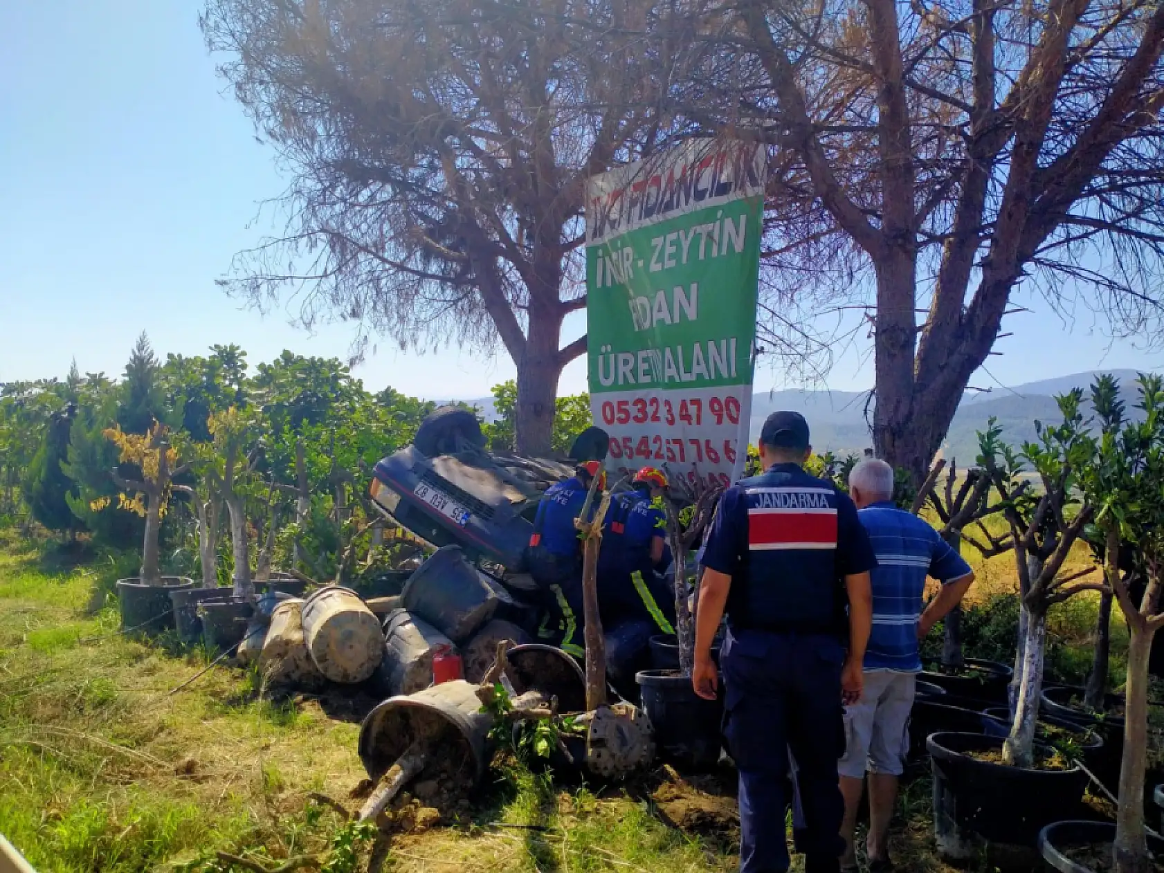 Hakimiyeti kaybolan otomobil fidanlığa uçtu: 1 yaralı