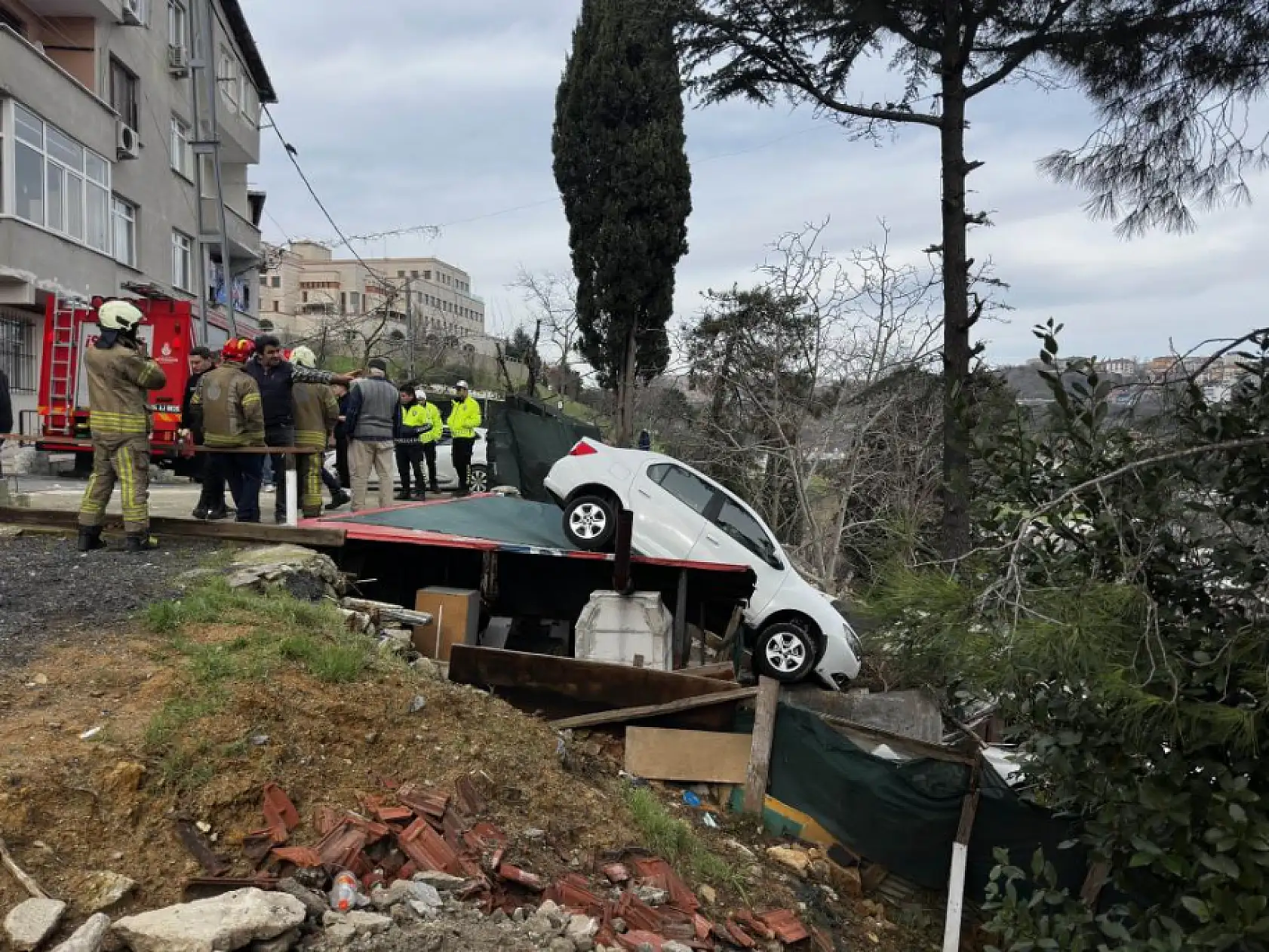 Vitesi karıştırdı, otomobil kamelyanın üzerine uçtu