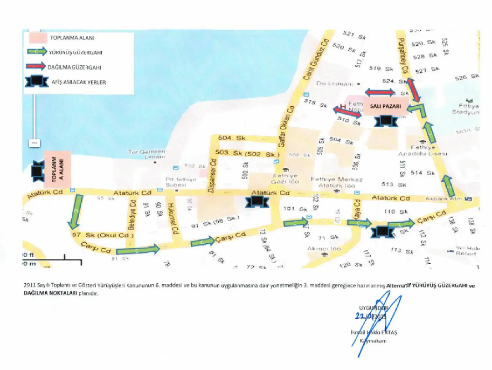 Fethiye'de toplantı ve gösteri yürüyüşleri alanları belirlendi