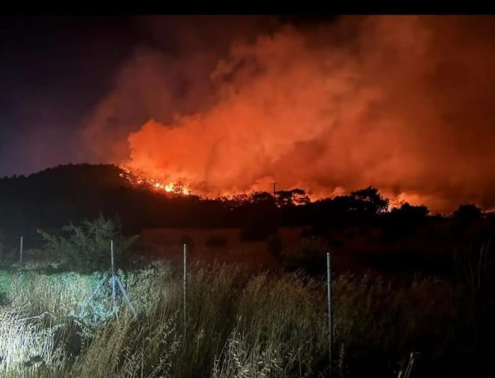İzmir Foça'da yangın devam ediyor