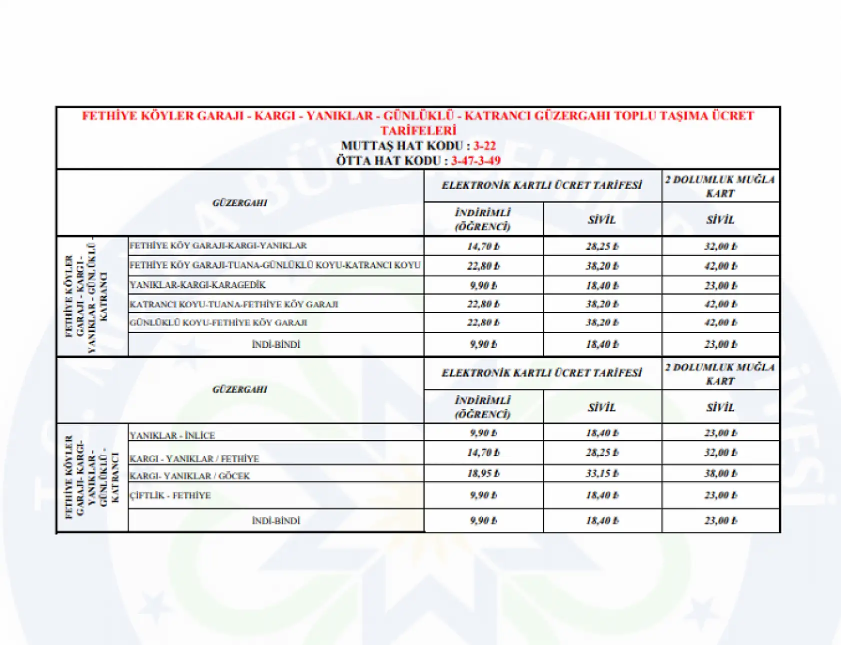 Fethiye'de dolmuş ücretlerine zam geldi! Öğrenci, tam ücreti kaç lira oldu? Fethiye, Ölüdeniz, Göcek..