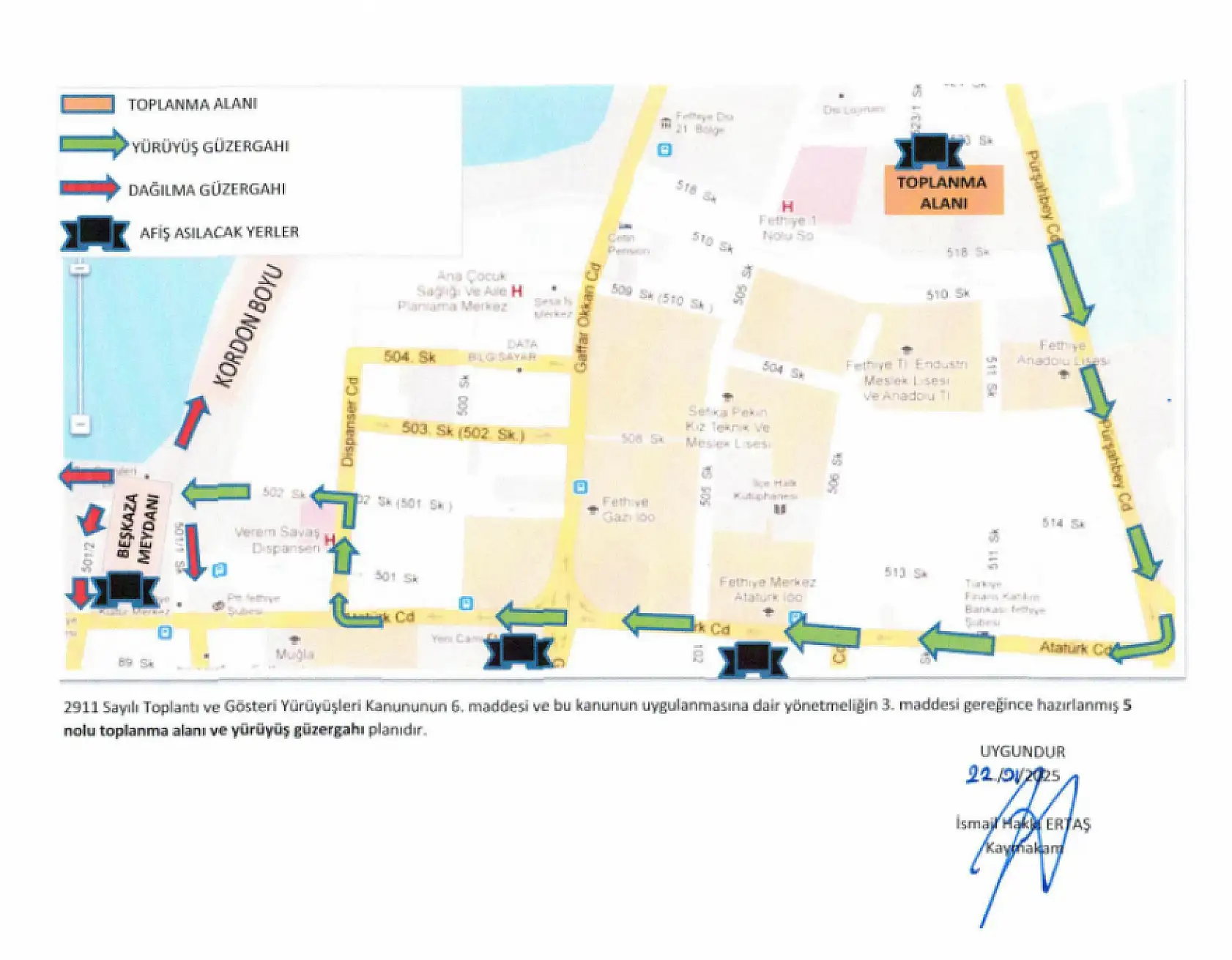 Fethiye'de toplantı ve gösteri yürüyüşleri alanları belirlendi