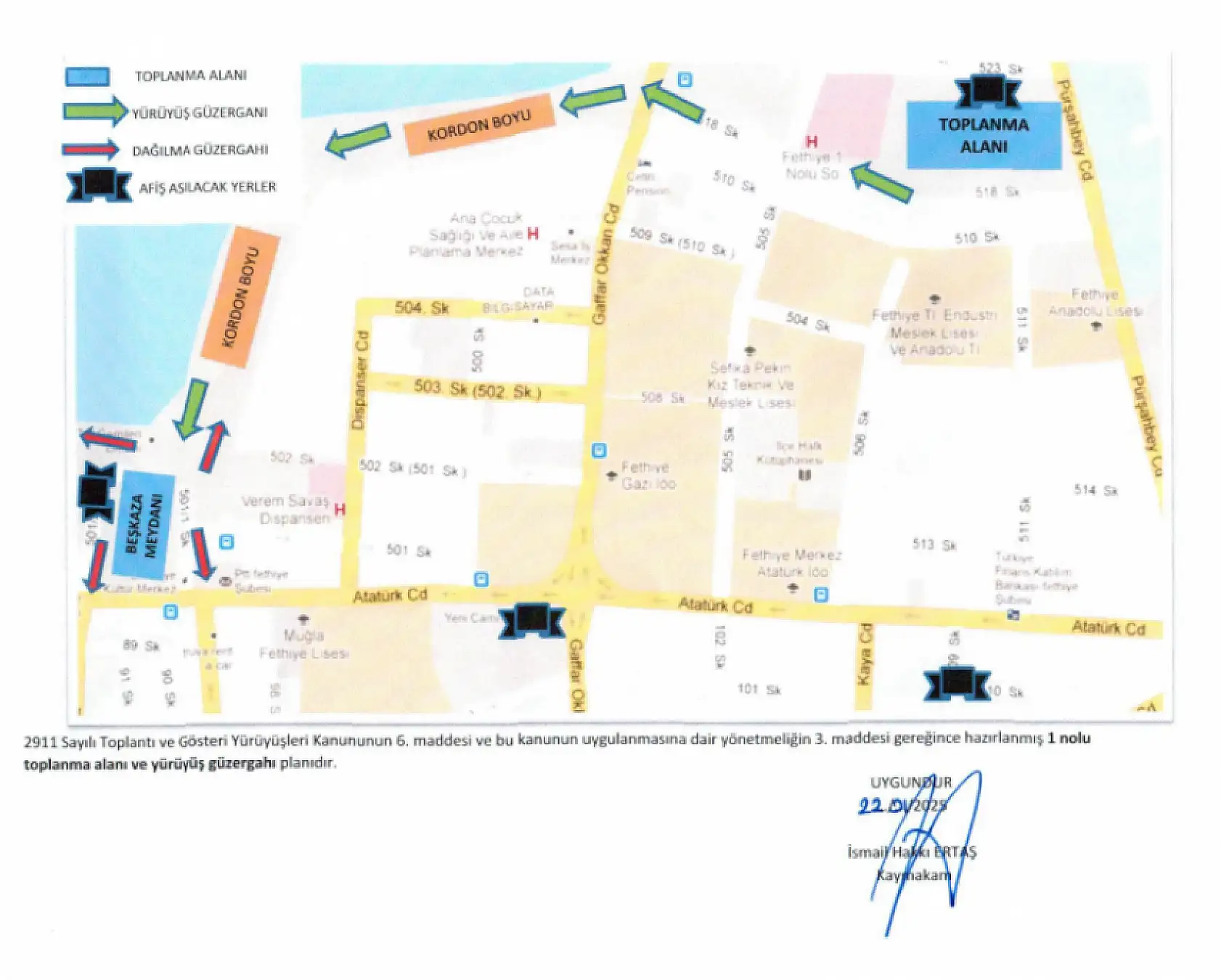 Fethiye'de toplantı ve gösteri yürüyüşleri alanları belirlendi