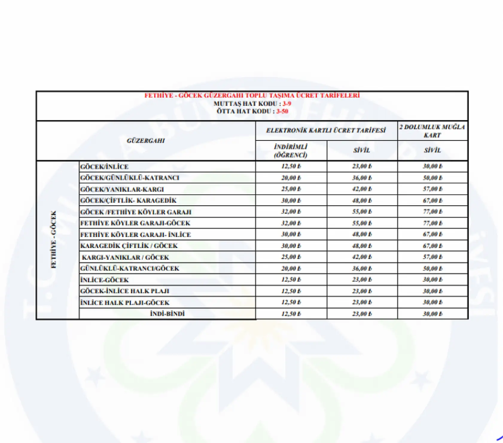 Fethiye'de dolmuş ücretlerine zam geldi! Öğrenci, tam ücreti kaç lira oldu? Fethiye, Ölüdeniz, Göcek..