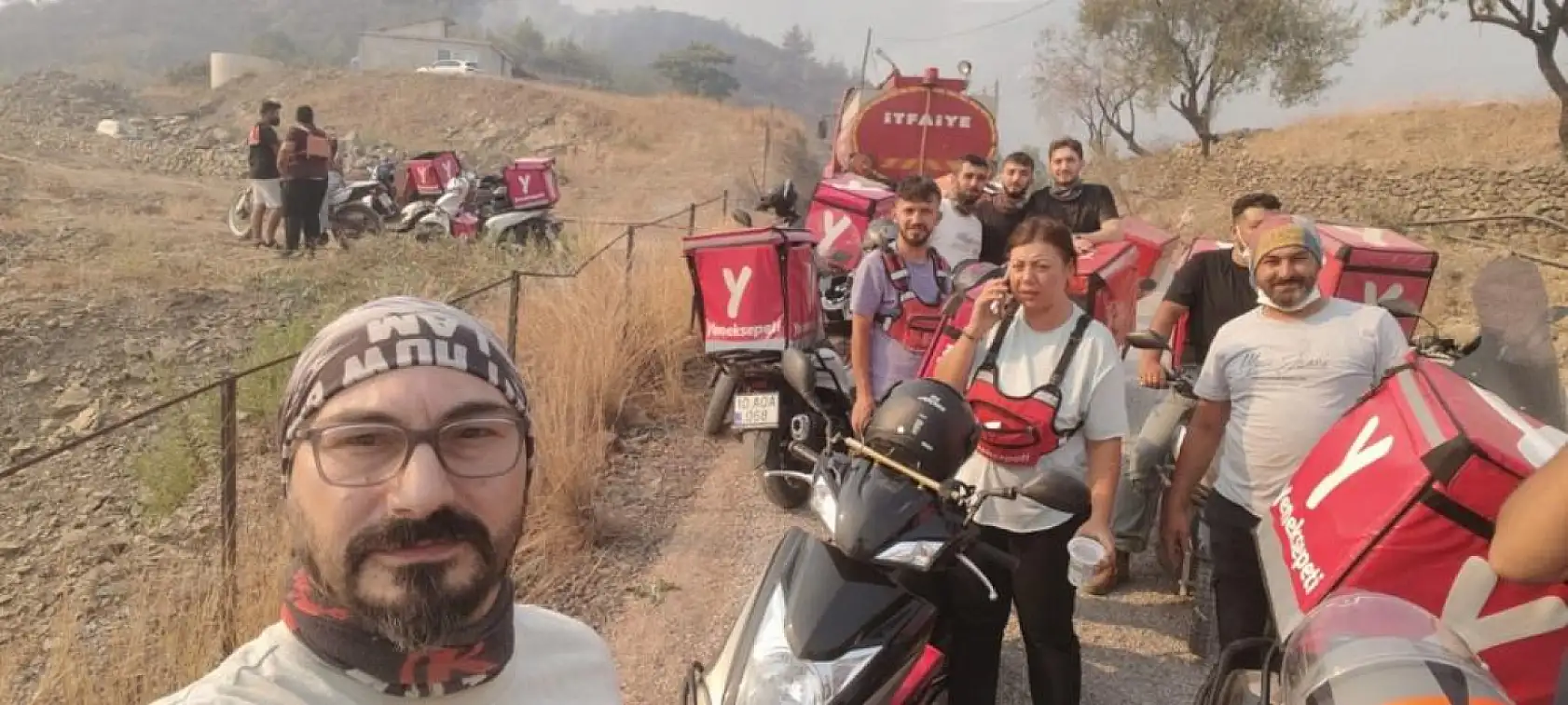 Yangınlarda motokuryelerden ücretsiz lojistik destek