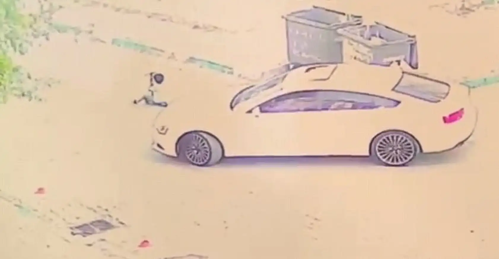 Scootera binen çocuğun üzerinden otomobil geçti