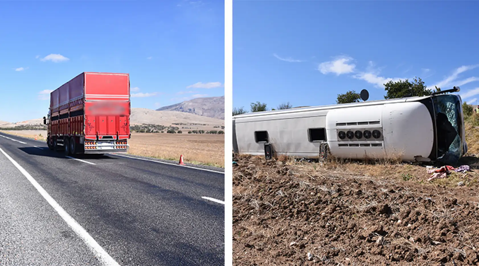Afyonkarahisar'da turistleri taşıyan tur otobüsü devrildi 22 yaralı