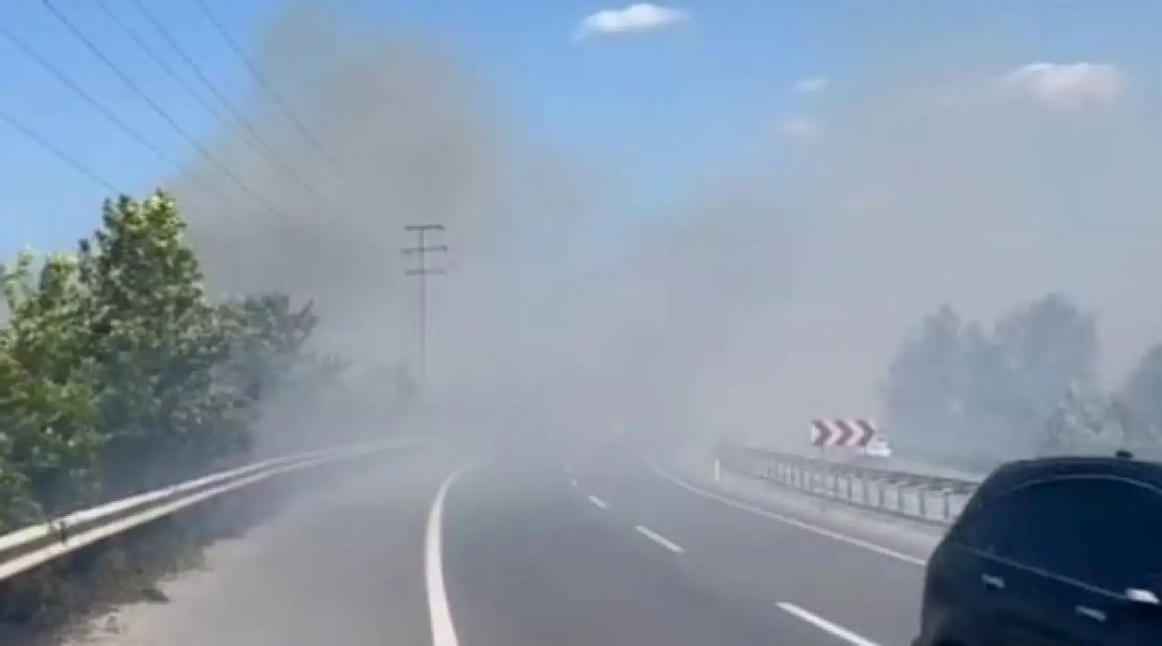 Otluk alanda çıkan yangın, kara yolunu kapladı